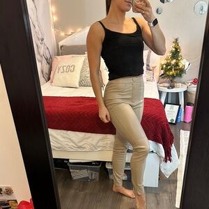 Zara Beige Pleather Pants